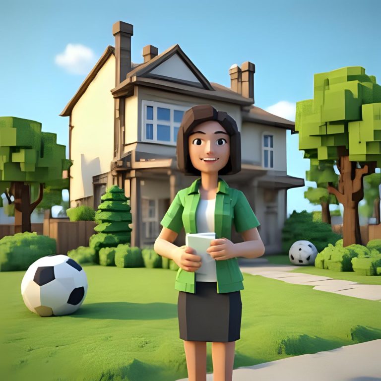 Featuring a cartoon-style illustration of a professional woman standing in front of a modern family home with a green lawn and trees, perfect for representing home loan services in the Sunshine Coast area.
